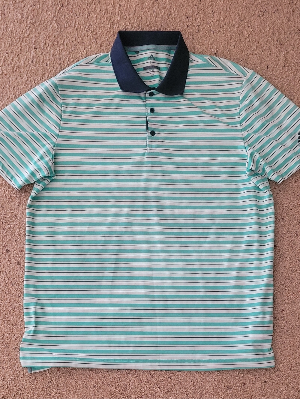 Adidas Golf  Men’s Striped Polo - Mint Green &White